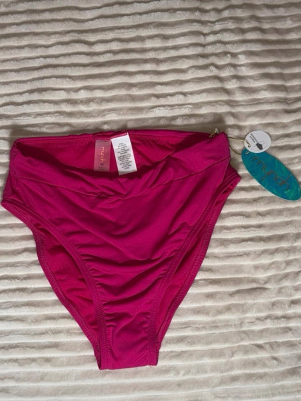 Mynah High-Waist Bikini Bottoms in Magenta XS